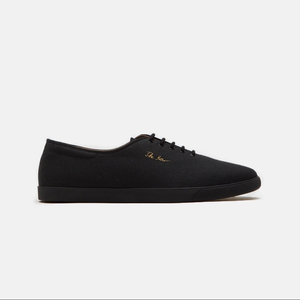 THE ROW Dean Black Canvas Embroidered Sneakers 9.5